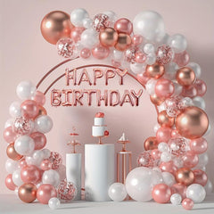 123pcs Rose & Confetti Balloon Garland Arch Set for Women & Princess Party