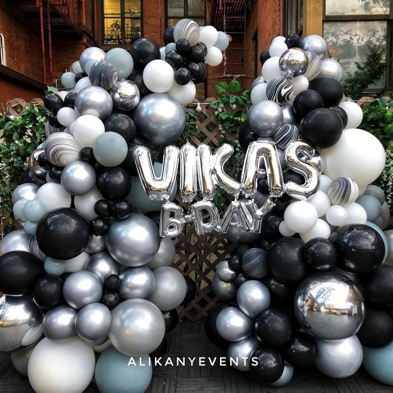 120pcs Balloon Garland Set - Matte & Metallic Silver Confetti Latex Balloons