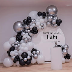 120pcs Balloon Garland Set - Matte & Metallic Silver Confetti Latex Balloons