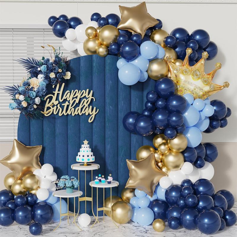 141pc Night Balloon Party Set Golden Crown Decoration