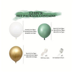 Golden Balloons Green Balloon Garland Kit 123Pcs