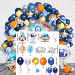 106pcs Space Themed Birthday Party Set Astronaut Alien Balloon Decoration