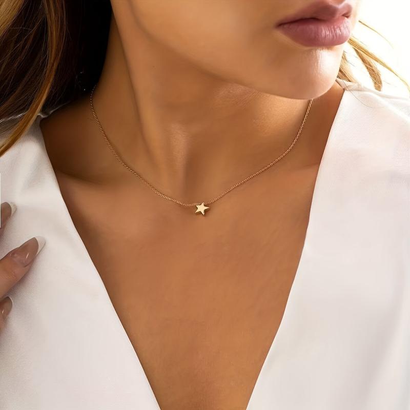 Pentagram Necklace Pendant Star Choker Women Mother's Birthday Gift