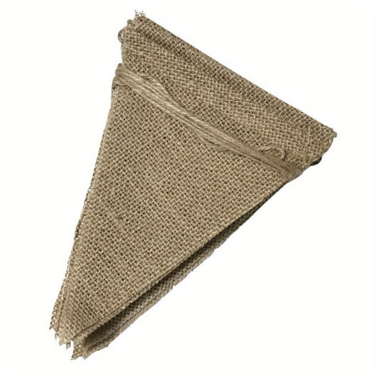 13pcs Vintage Jute Hessian Burlap Bunting Banner Wedding Party Decor
