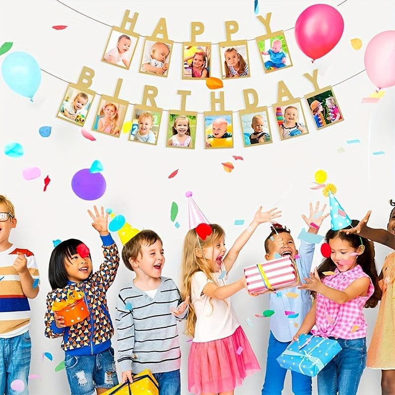 Happy Birthday Party Photo Pull Flag Banner Supplies Decor