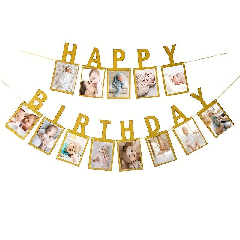 Happy Birthday Party Photo Pull Flag Banner Supplies Decor