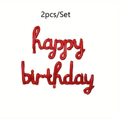 Happy Birthday Balloons Banner Golden Letter Foil Mylar Sign