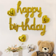 Happy Birthday Balloons Banner Golden Letter Foil Mylar Sign