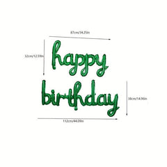 Happy Birthday Balloons Banner Golden Letter Foil Mylar Sign