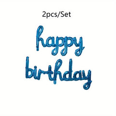 Happy Birthday Balloons Banner Golden Letter Foil Mylar Sign