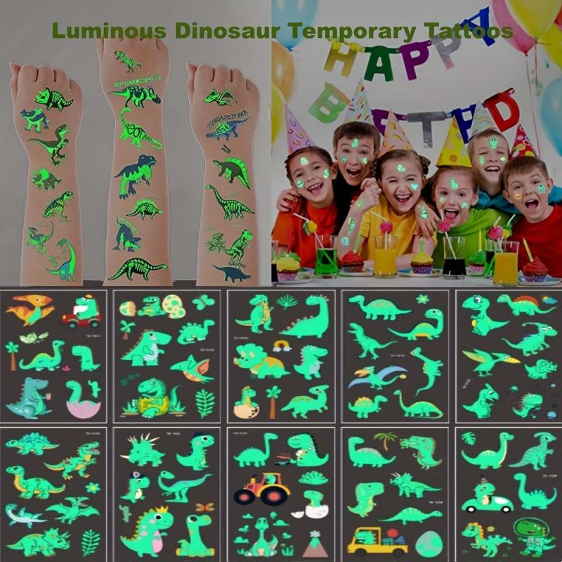 10 Sheets Luminous Dinosaur Temporary Tattoos Waterproof Stickers for Kids