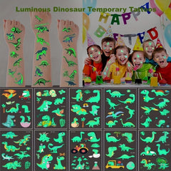 10 Sheets Luminous Dinosaur Temporary Tattoos Waterproof Stickers for Kids