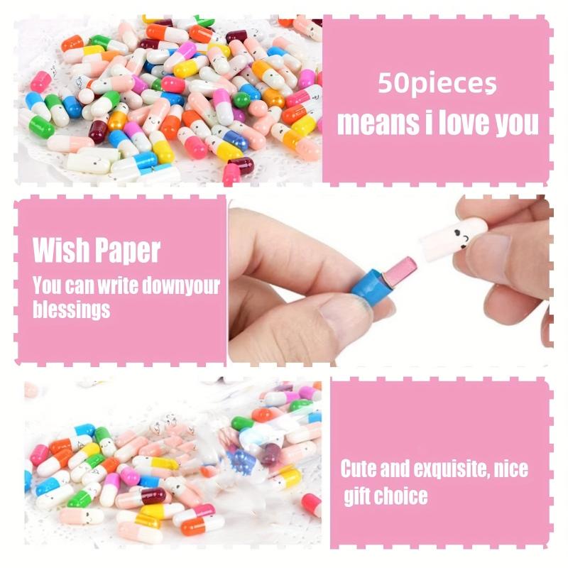 50pcs Love Letter Capsules DIY Confession Small Pills Small Paper Strips