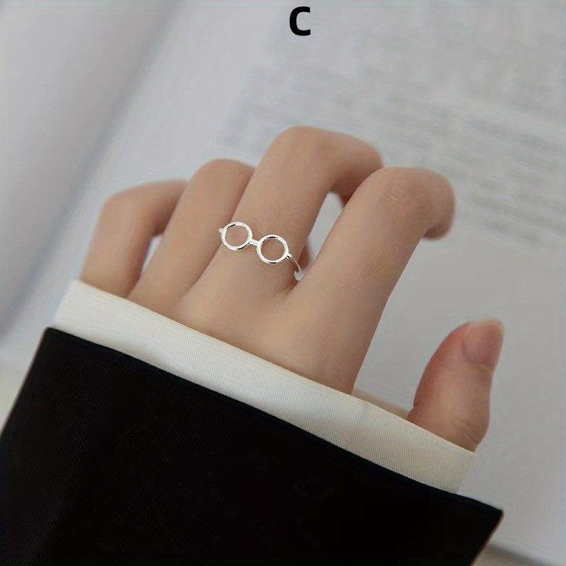 Adjustable Glasses Ring Hand Jewelry for Women - Creative Birthday Gift