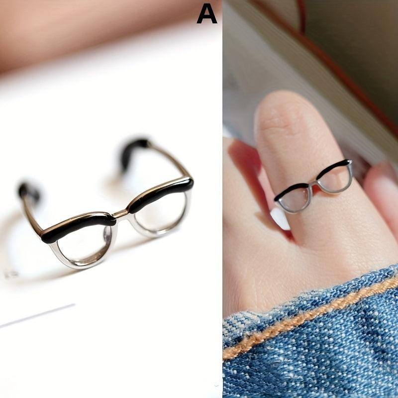 Adjustable Glasses Ring Hand Jewelry for Women - Creative Birthday Gift