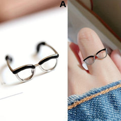 Adjustable Glasses Ring Hand Jewelry for Women - Creative Birthday Gift