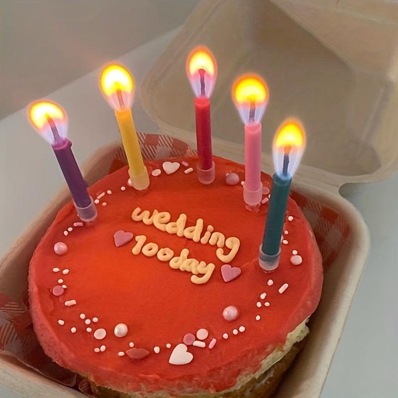 Rainbow Flame Candle Ins Party Candle Creative Cake Decoration
