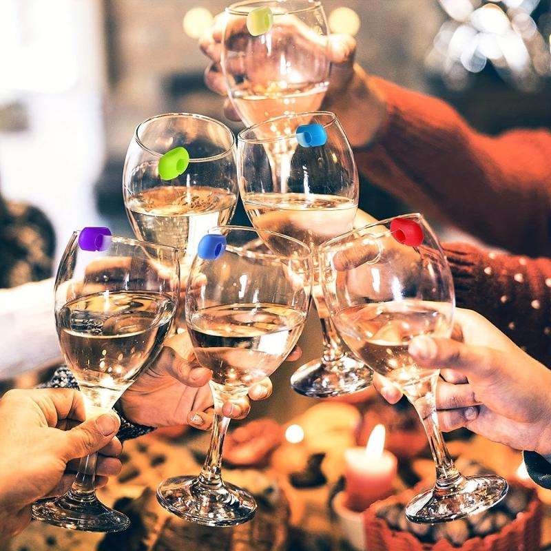 24pcs Silicone Wine Glass Charms - Mark Your Drinks - Ideal for Cocktails
