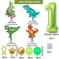 Dinosaur Party Decoration Set - Green Arch & Balloon Rain