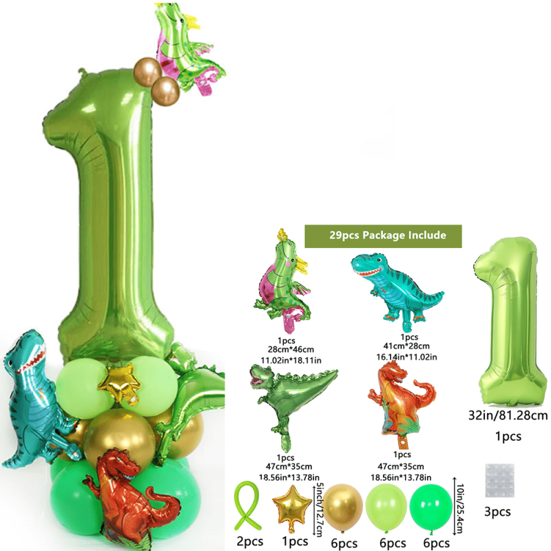 Dinosaur Party Decoration Set - Green Arch & Balloon Rain