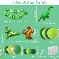Dinosaur Party Decoration Set - Green Arch & Balloon Rain