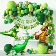 Dinosaur Party Decoration Set - Green Arch & Balloon Rain
