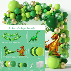 Dinosaur Party Decoration Set - Green Arch & Balloon Rain