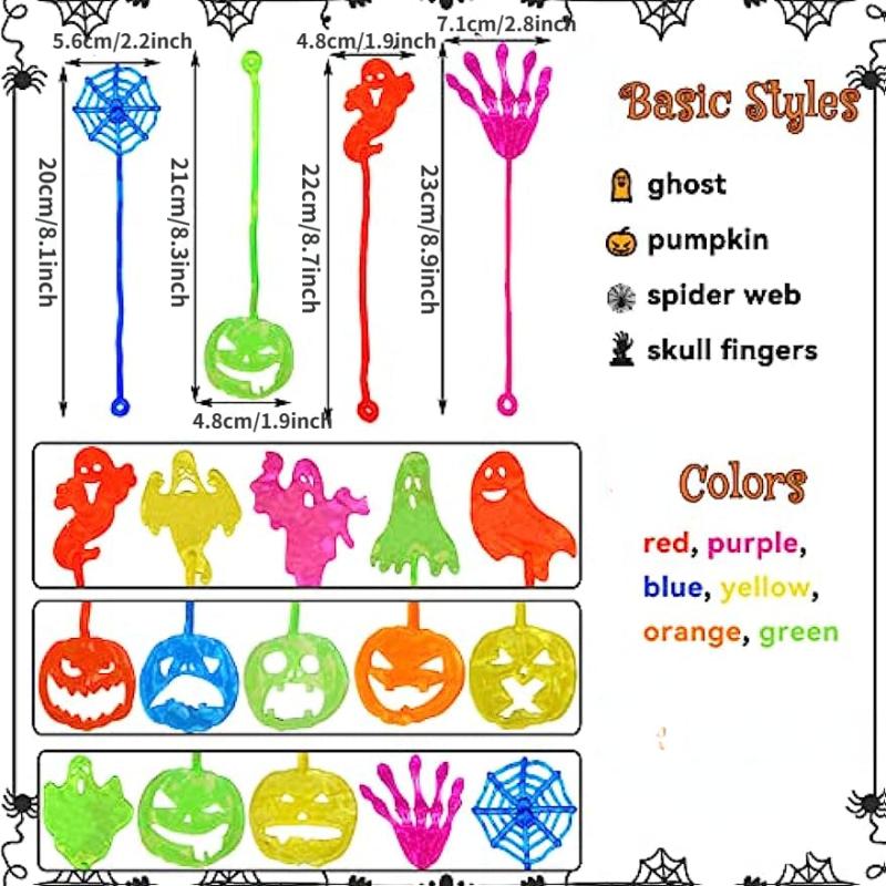 30pcs Halloween Stretchy Sticky Hands Pumpkin Ghost Party Favors For Kids