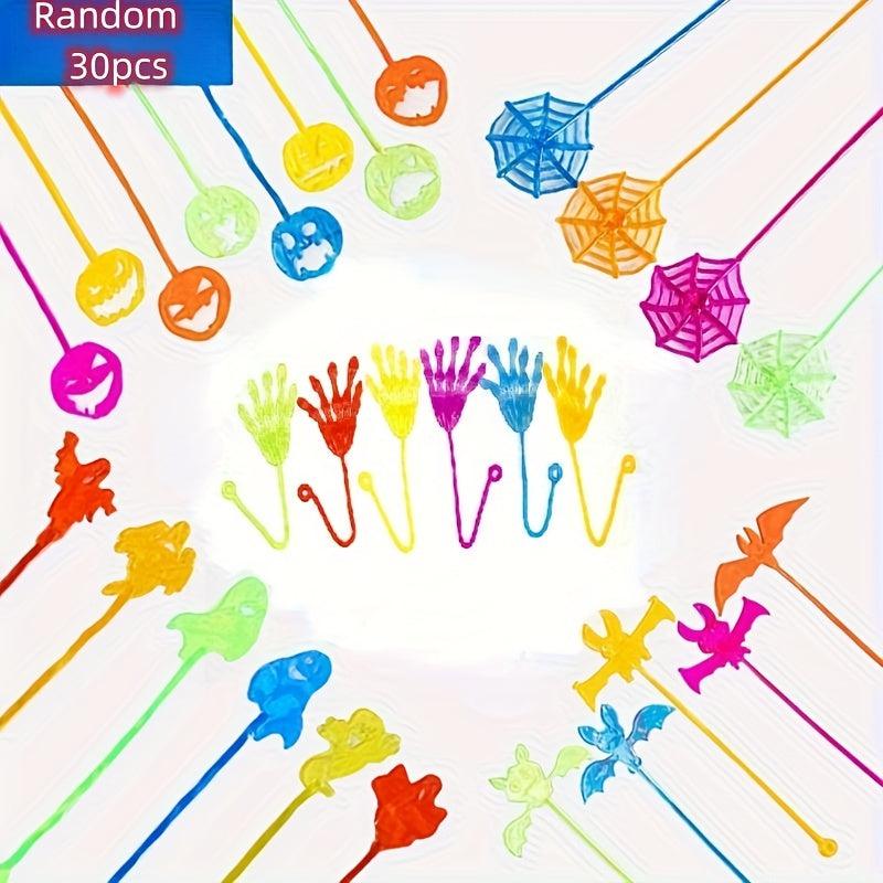 30pcs Halloween Stretchy Sticky Hands Pumpkin Ghost Party Favors For Kids