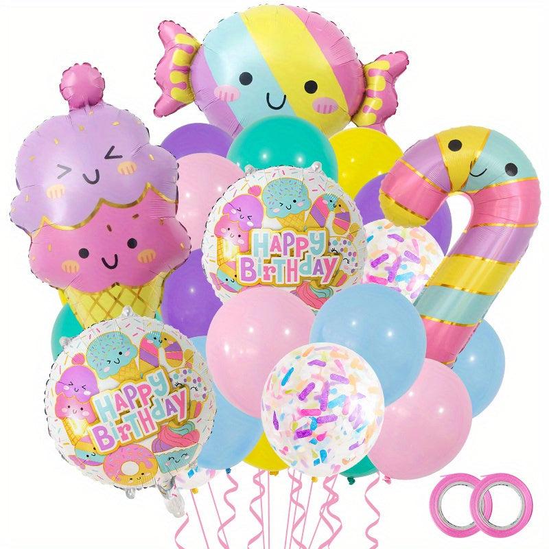 23pcs Donut Theme Birthday Party Decorations & Balloons