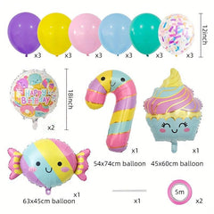 23pcs Donut Theme Birthday Party Decorations & Balloons