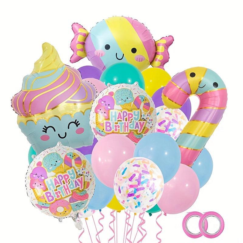 23pcs Donut Theme Birthday Party Decorations & Balloons