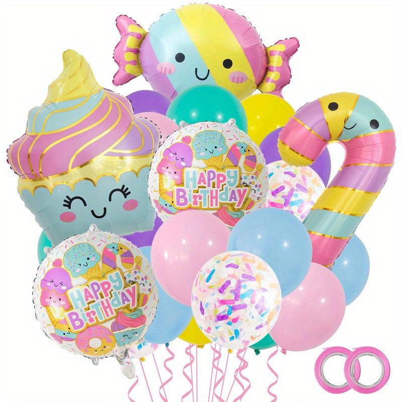 23pcs Donut Theme Birthday Party Decorations & Balloons