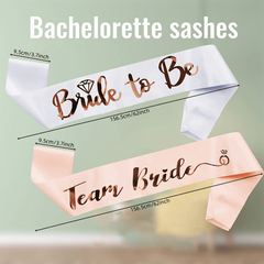 7pcs Rose Gold Satin Sash Set for Bachelorette & Wedding Celebrations