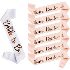 7pcs Rose Gold Satin Sash Set for Bachelorette & Wedding Celebrations