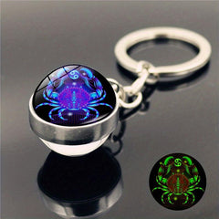 Constellation Luminous Keychain Pendant Glass Ball Key Chain with L