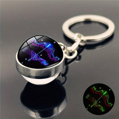 Constellation Luminous Keychain Pendant Glass Ball Key Chain with L