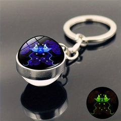Constellation Luminous Keychain Pendant Glass Ball Key Chain with L