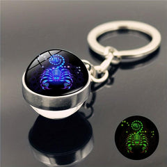 Constellation Luminous Keychain Pendant Glass Ball Key Chain with L