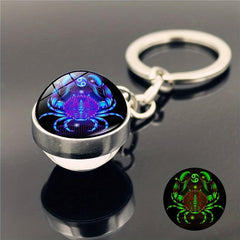 Constellation Luminous Keychain Pendant Glass Ball Key Chain with L