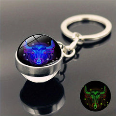 Constellation Luminous Keychain Pendant Glass Ball Key Chain with L
