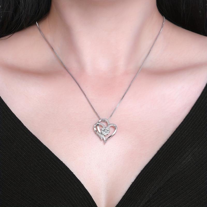 Heart Shaped Preserved Red Rose Necklace - Ideal Gift for Her
