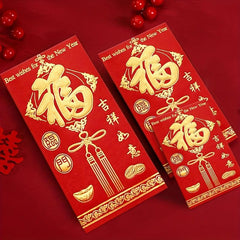 6pcs High Printed Red Envelopes Lucky Words Cash Envelopes Money Red Envelopes