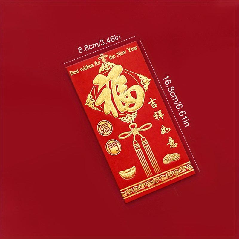 6pcs High Printed Red Envelopes Lucky Words Cash Envelopes Money Red Envelopes