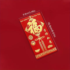 6pcs High Printed Red Envelopes Lucky Words Cash Envelopes Money Red Envelopes