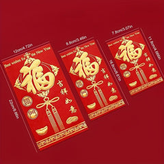 6pcs High Printed Red Envelopes Lucky Words Cash Envelopes Money Red Envelopes