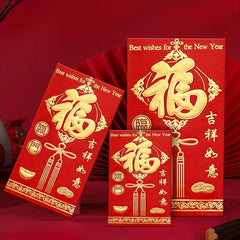 6pcs High Printed Red Envelopes Lucky Words Cash Envelopes Money Red Envelopes