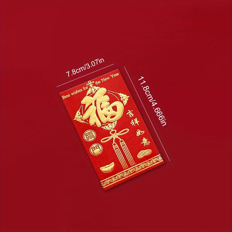 6pcs High Printed Red Envelopes Lucky Words Cash Envelopes Money Red Envelopes