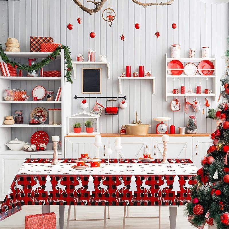 Christmas Santa Snowman Disposable Tablecloth Decor Supplies