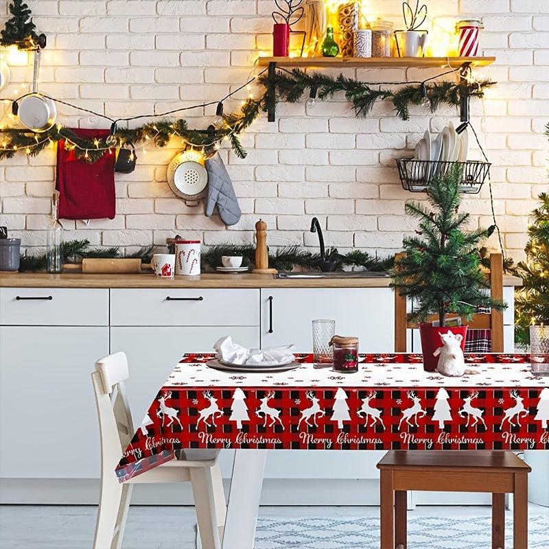 Christmas Santa Snowman Disposable Tablecloth Decor Supplies